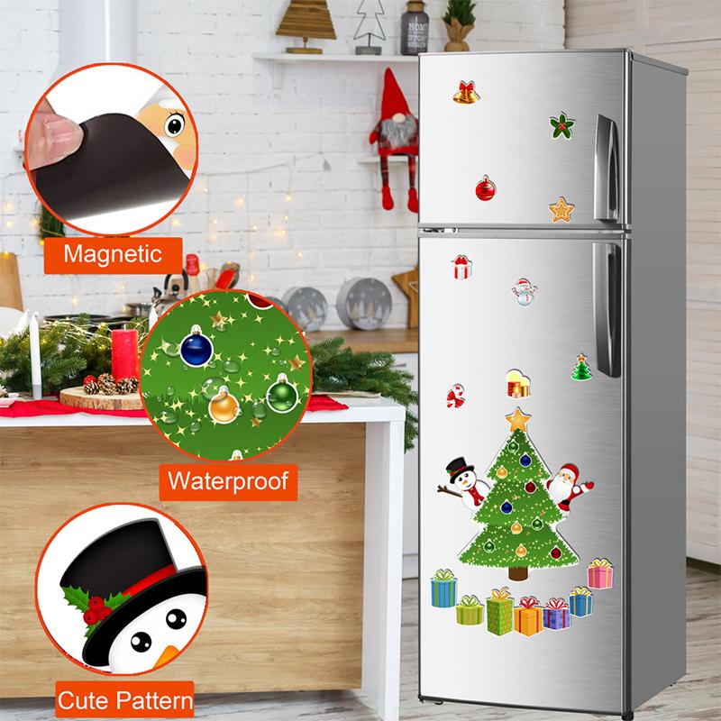 1 Set Santa Claus Garage Decoration Elk Atmosphere Decorative Christmas Fridge Magnets Holiday Cartoon Refrigerator