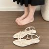 Pointed thin strap Roman shoes fashion French silver cross strap sandals 2025 summer new open-toed women's outer wear