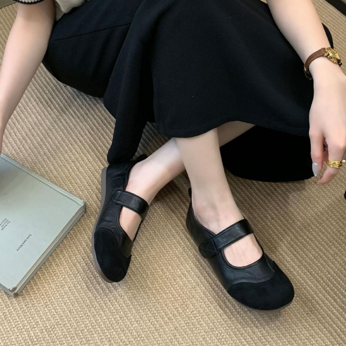 

French single shoes women s 2025 new summer soft sole not tired feet flat Mary Jane women s shoes with skirts Doudou shoes 39 коричневый