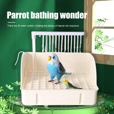 Automatic Birds Bath with Pump Indoor Parrot Bath Tub Large Birds Shower Fountain for Parakeet African Grey Cockatiel Conure Budgie