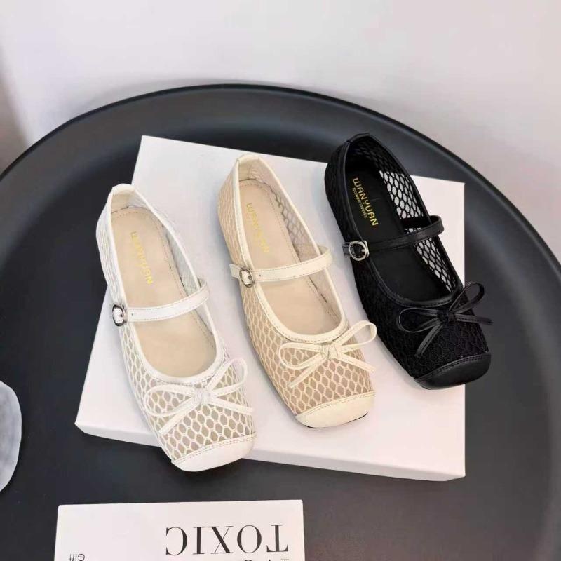 Cutout Comfortable Flat Slip Strap Sandals 2026 New French Bow Single Shoes Women