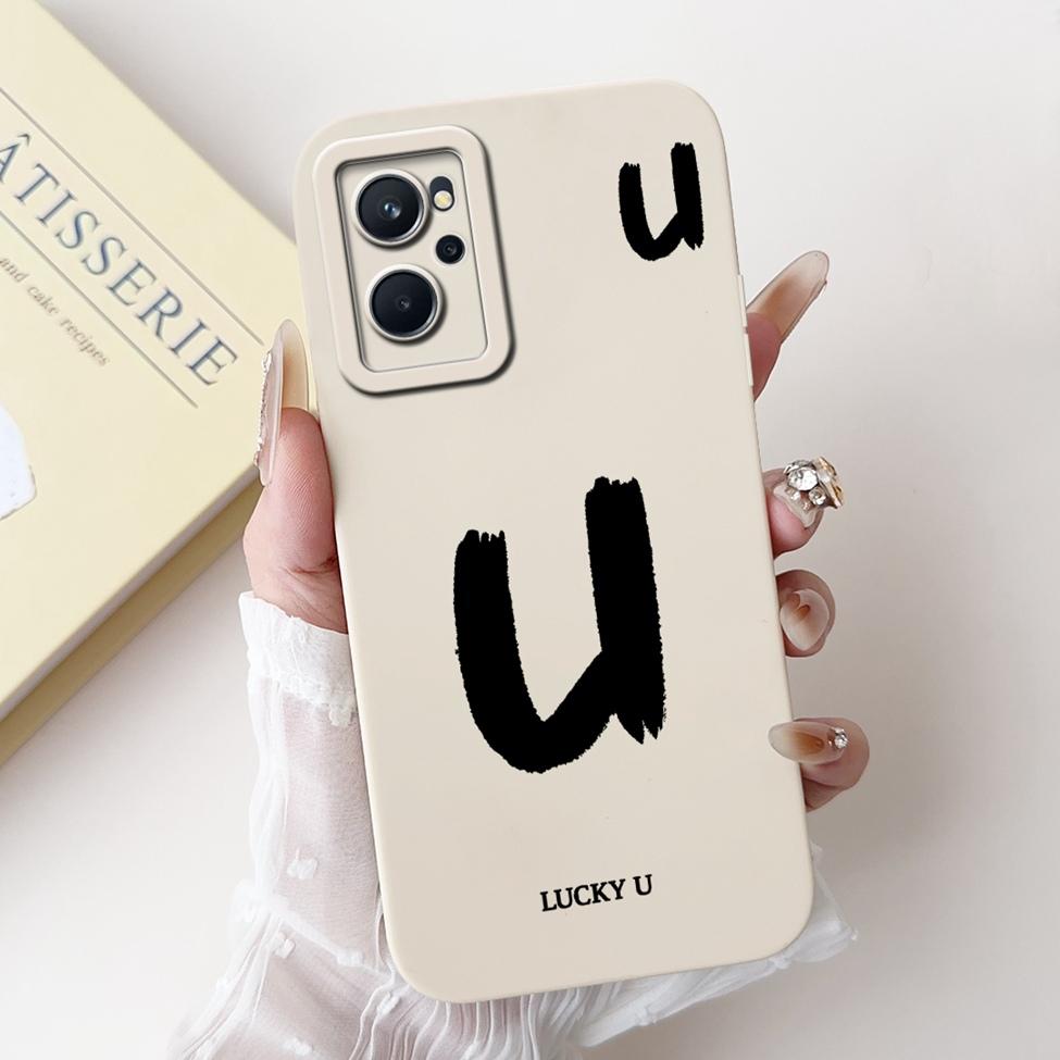 For Realme 9i 4G RMX3491 Cover For Realme 9i 4G Case Simple Fashion Luxury Letters A-Z Pattern Design Silicone Shockproof Bumper