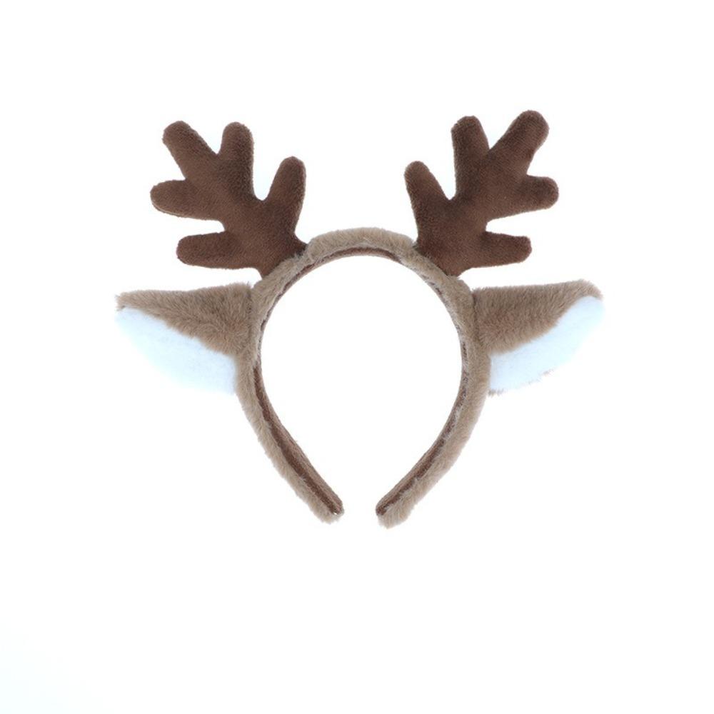 Plush Christmas Headband Fluffy Faux Fur Hairband Deer Ear Hair Hoop Party Headwear Cosplay Prop Antler Horn Hairband