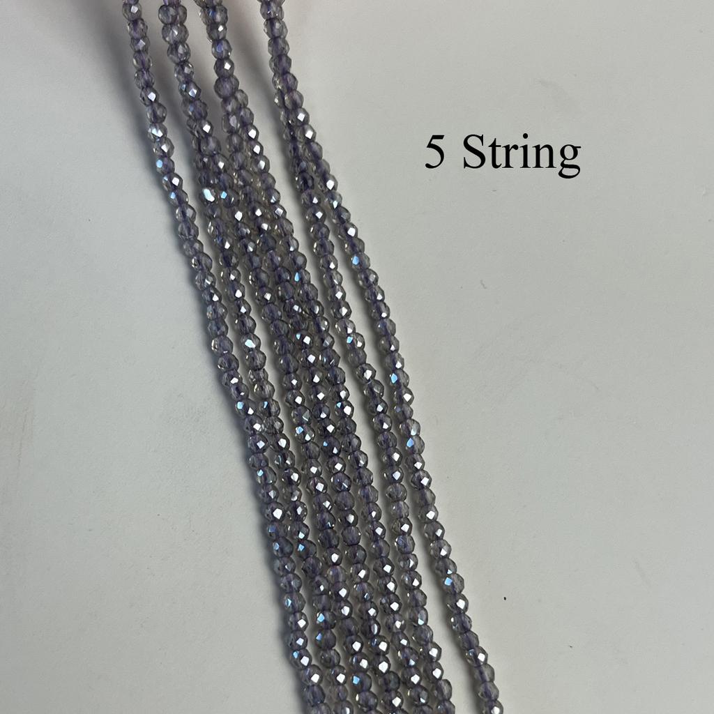 5String, Sparkling Lavender Gray Iridescent Plated Glass Beads 2mm/3mm, Dainty Loose Beads for DIY Minimalist Fairycore Bracelet Jewelry Making 38cm