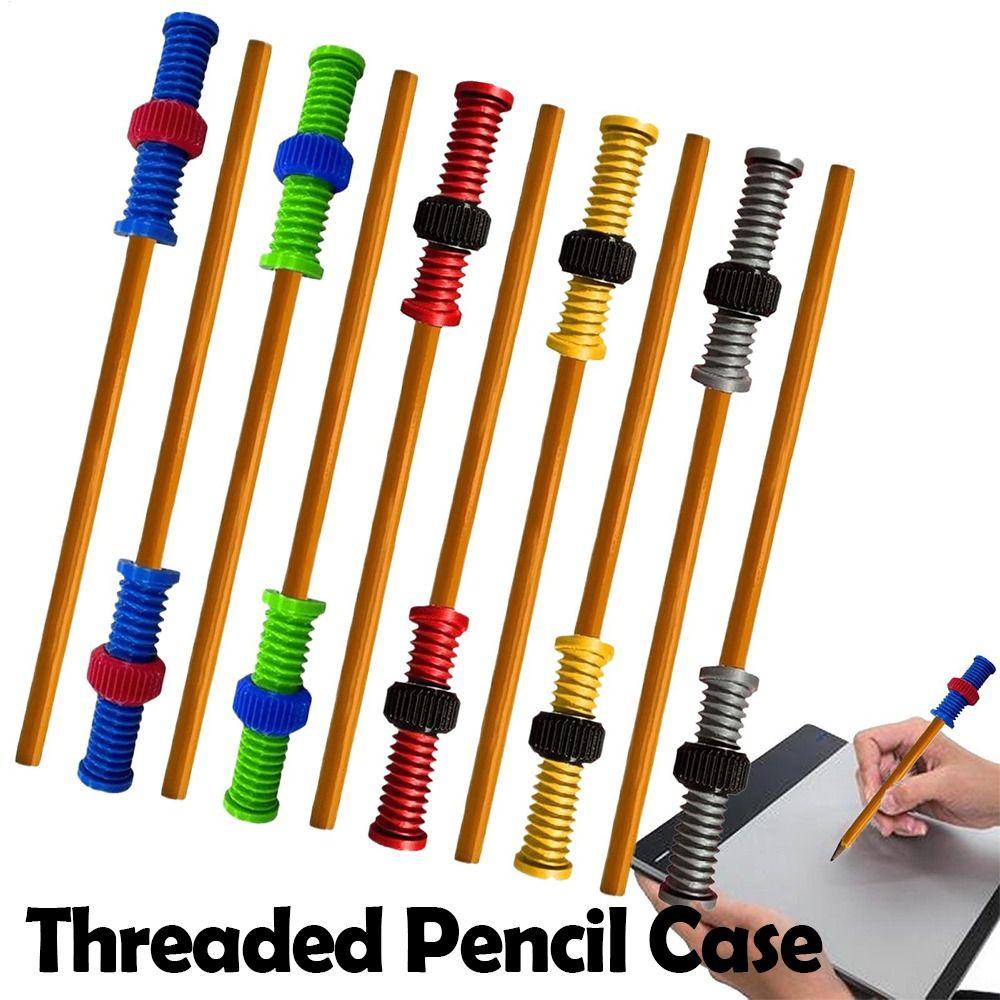 Stress Relief Threaded Pencil Case Relieve Anxiety Rotating Pen Cap  for School Office Home
