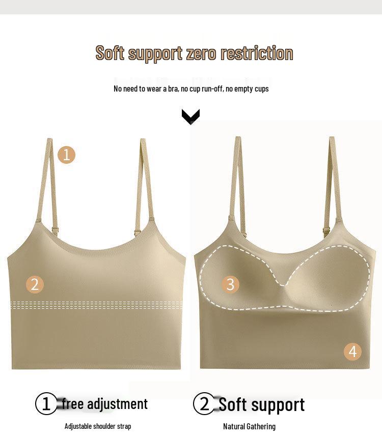 Seamless Ice Silk Spaghetti Strap Tank Top - Women's Slimming One-Piece with Beautiful Back Design