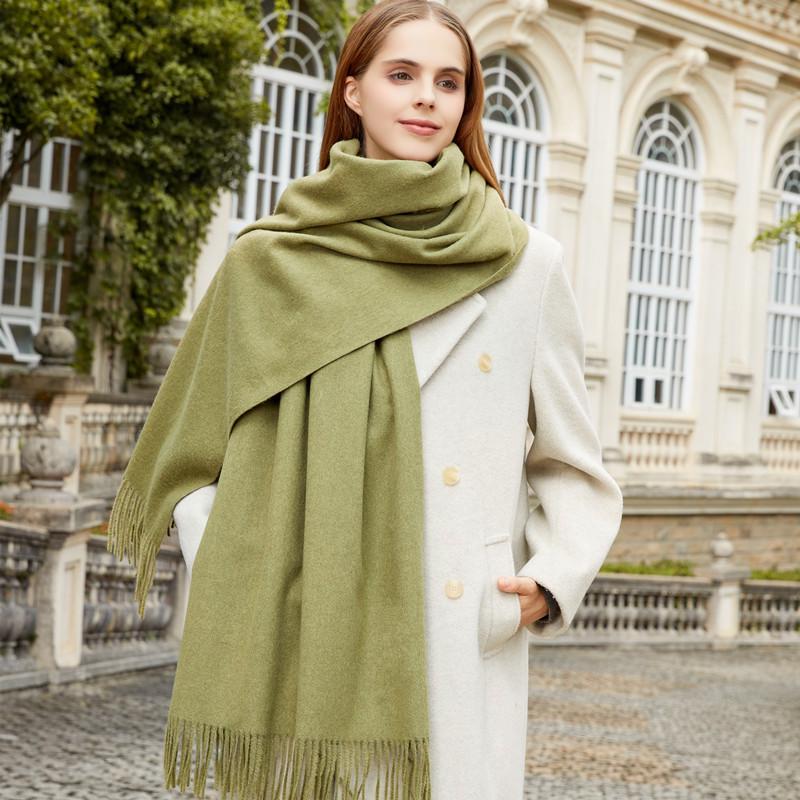 Black Cashmere Wool Scarf - Versatile Winter Shawl for Women and Men, Korean Style, Solid Color