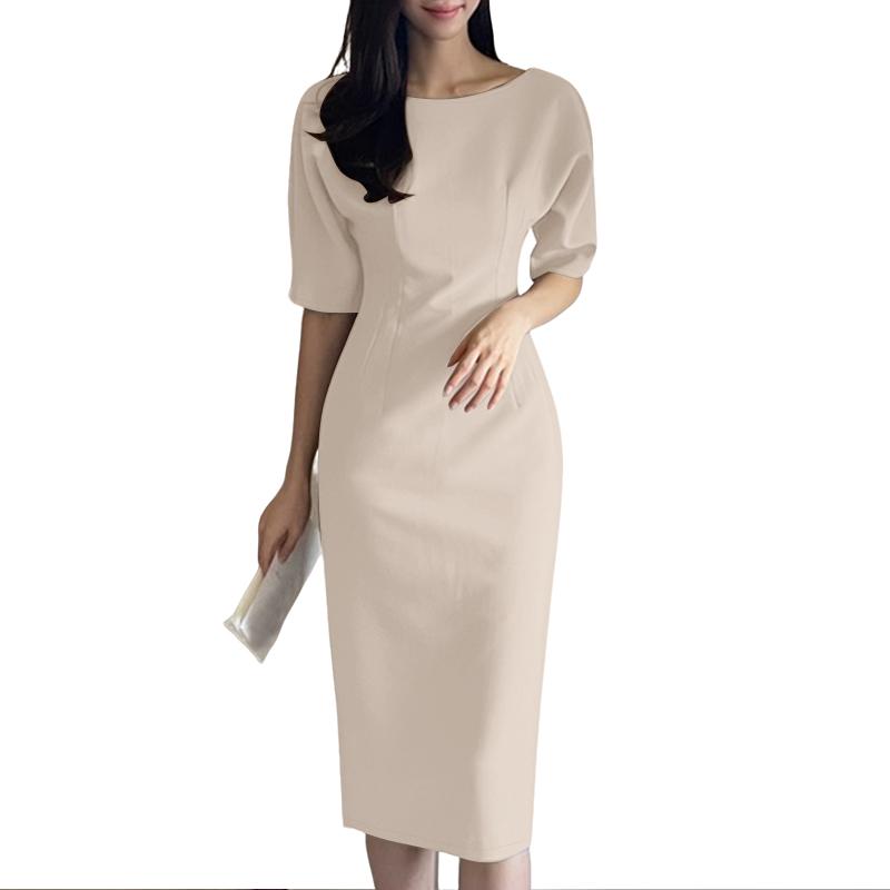 ZANZEA Women Casual Round Neck Summer Half Sleeve Sheath Dress