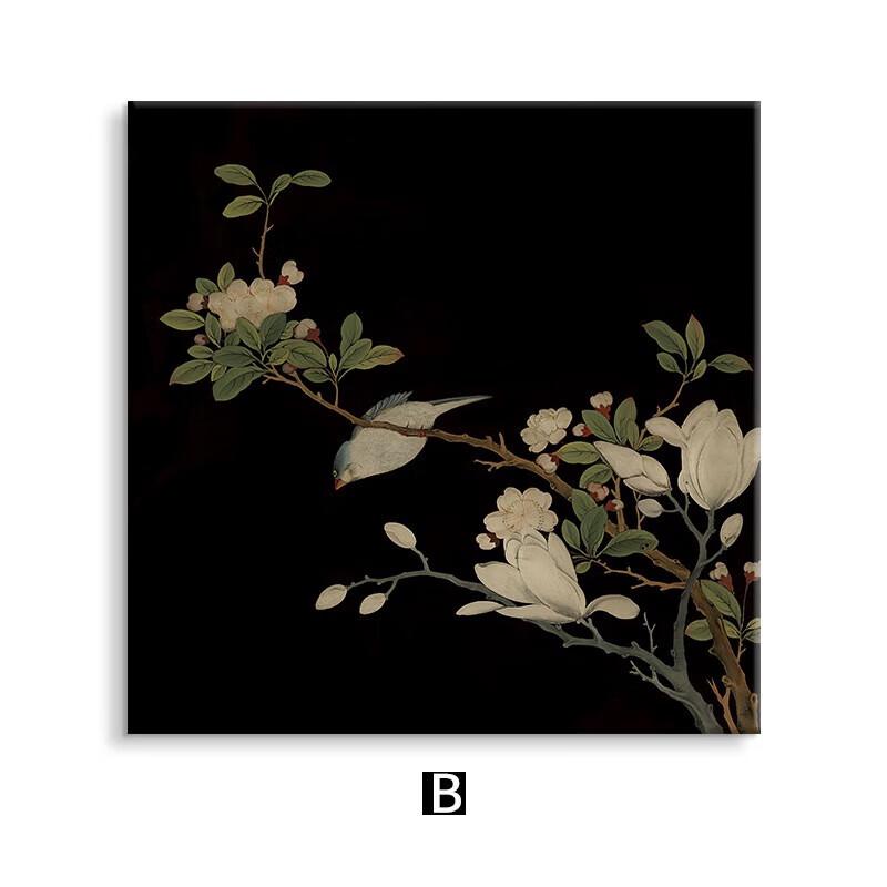 Ретро китайское искусство на холсте с цветами и птицами