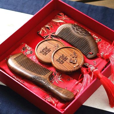 Sandalwood Comb Wedding Gift Set for Brides & Bridesmaids - Souvenir & Dowry Set