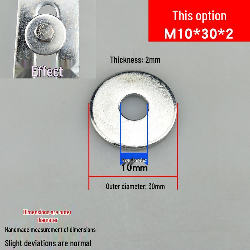 Galvanized Iron Flat Washer - Thickened & Widened Metal Spacer M4-M10