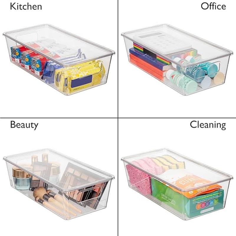 1/2 Stück Kühlschrank Organizer Behälter Stapelbare Lebensmittel Kühlschrank Aufbewahrungsbox mit Deckeln Klarer Kunststoff Lebensmittel Gefrierschrank Vorratskammer Küchenorganizer