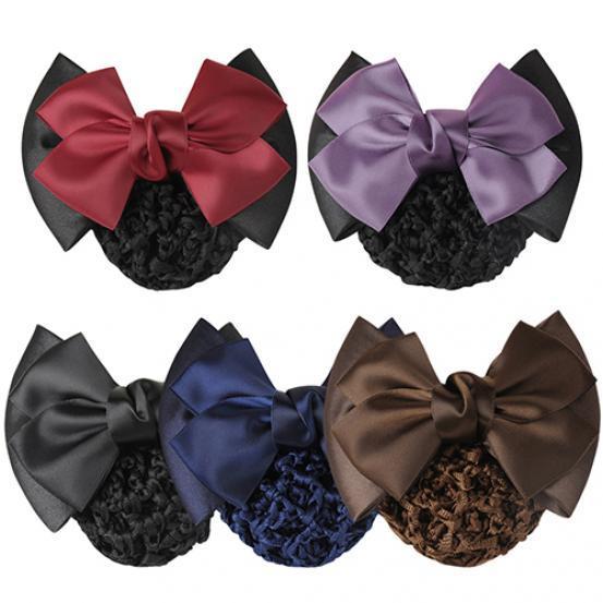 Women Pro Bow Barrette Hair Clip Cover Bowknot Bun Snood Hairnet Hair Accessory