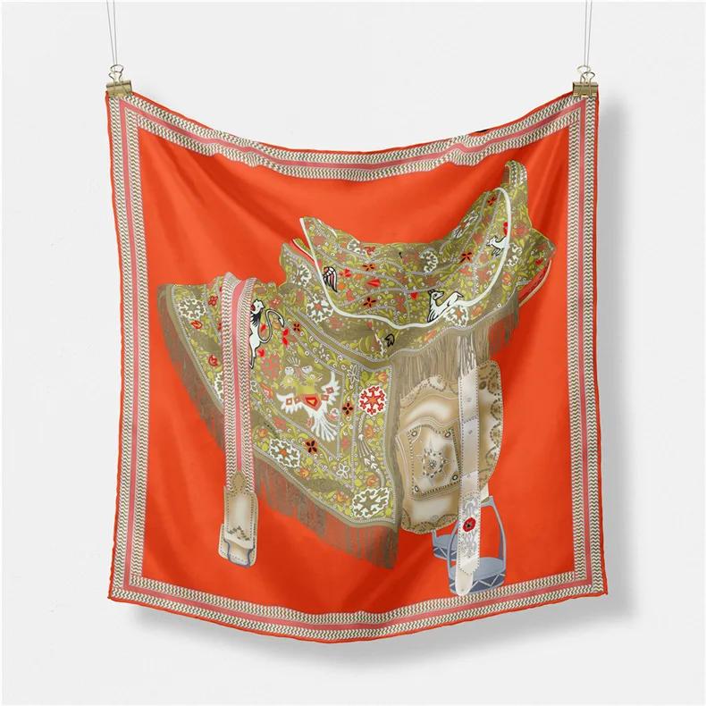Luxury Print Silk Square Scarf Women Spring Neck Tie Shawl Wraps Female 53cm Hair Hand Wrist Headkercheif Hijab Bandana