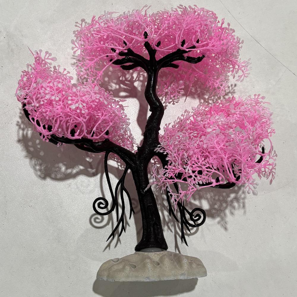 Realistic Aquarium Cherry Blossom Underwater Scene Artificial Plant Landscape Tree  Office Decor Style H