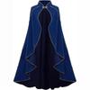 Women Medieval Cloak Stand Collar Deluxe Velvet Gold Trim Cape For Adult Christmas Halloween Paty