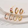 Y2K Aesthetic Rainbow Earring Set for Women Multicolor Zircon Huggie Hoops Cartilage Ear Cuff Summer Festival Party Jewelry