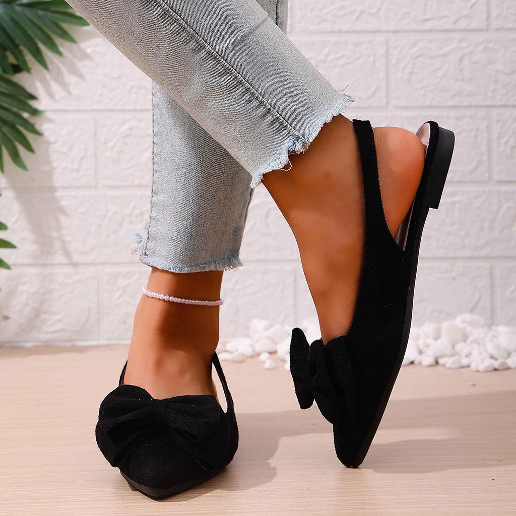 Black Luxury Designer Fashion Design Ladies Slingback Summer New Style Pointed Toe Low Heel Women Sandals Non-slip Flat Shoes