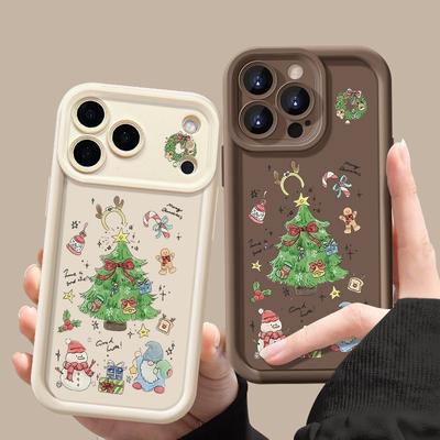Cute Christmas Tree Soft TPU Phone Case For iPhone Air 16e 17 16 15 14 Pro Max 13 12 Pro 15 16 Plus Shockproof Silicone Cover Fundas