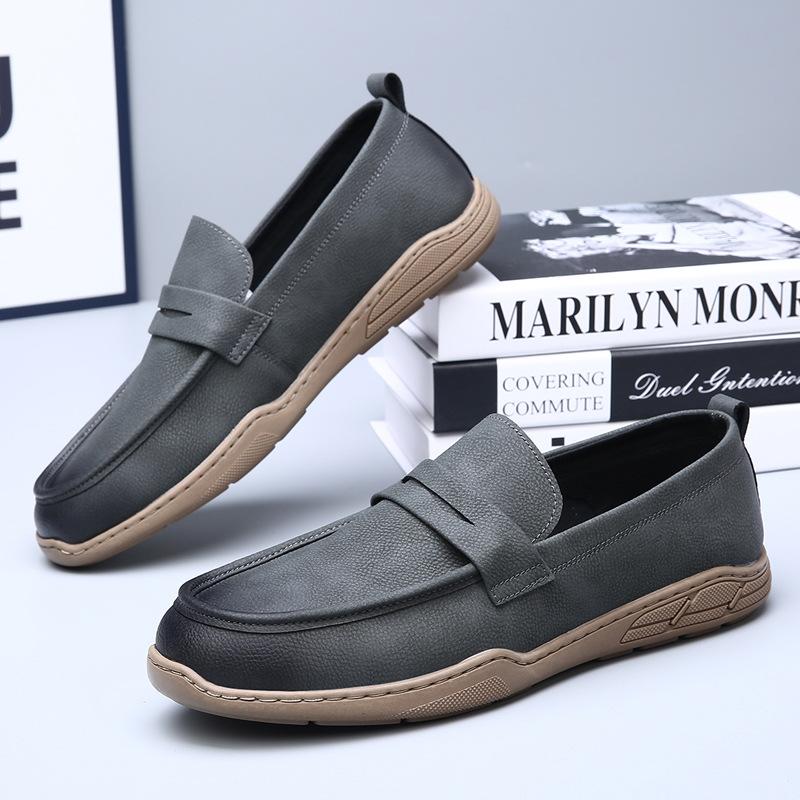 2025 new spring and summer men's shoes one-pedal loafers leather comfortable breathable men's shoes versatile casual Doudou shoes