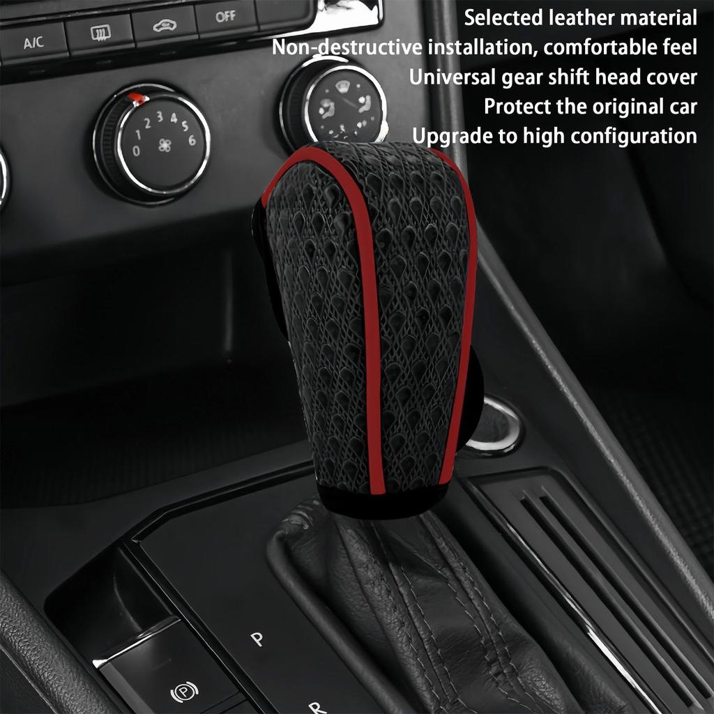 Gear Shift Cover Leather,Leather Automatic Gear Shift Knob Cover - Manual Shifter Cover,Car Gear