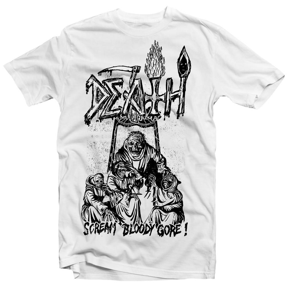 DEATH Scream Bloody Gore Line Art White T-Shirt NEW! Relapse Records TS4450 Unisex T-Shirt XL