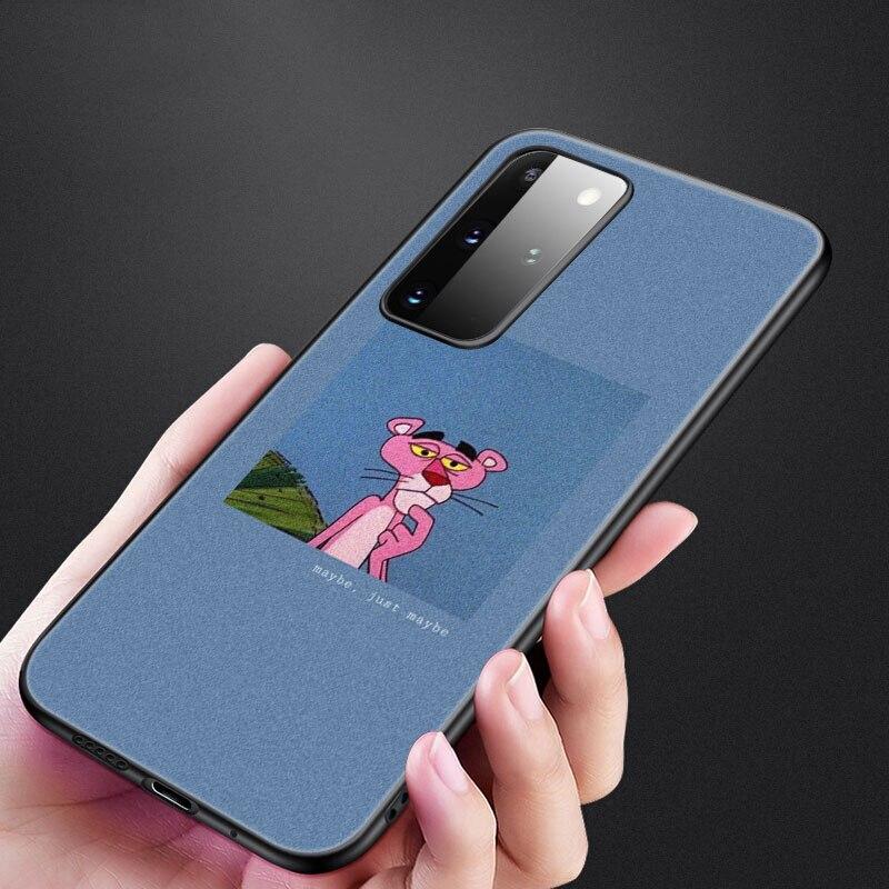 Cute Funny Pink Panther Phone Case For Samsung Galaxy S20 S21 FE S10 Lite Note 20 10 Lite S8 S9 S10E S10 Plus Ultra Black Cover