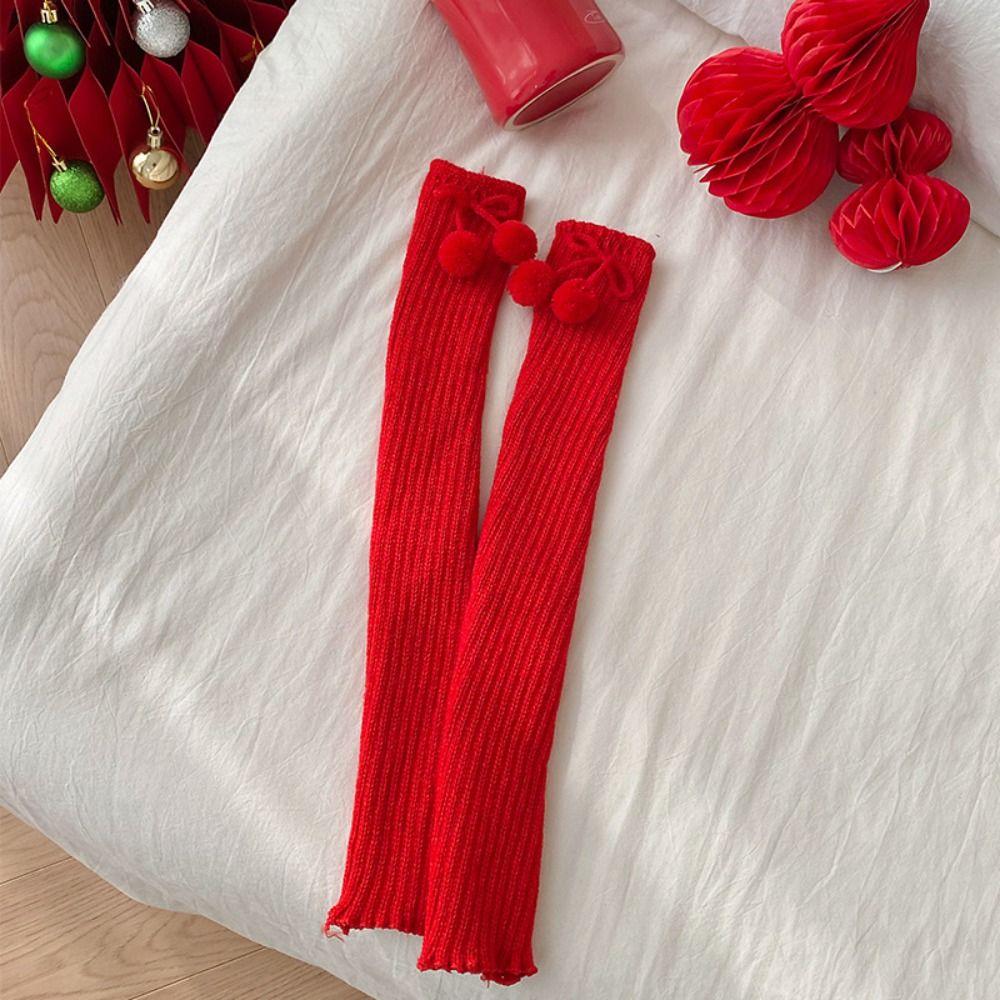 Harajuku Knitted Leg Cover Lolita Red Leg Socks Fashion Jk Leg Warmers  Streetwear