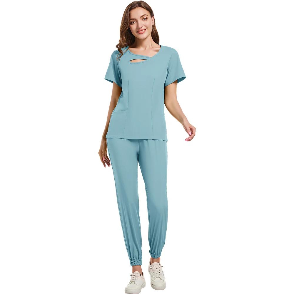 Multicolor Clinical Scrubs Set Uniforms Beautician Lab Workwear Pocket Medical Nurse Nursing Uniforms Vet Work Clothes