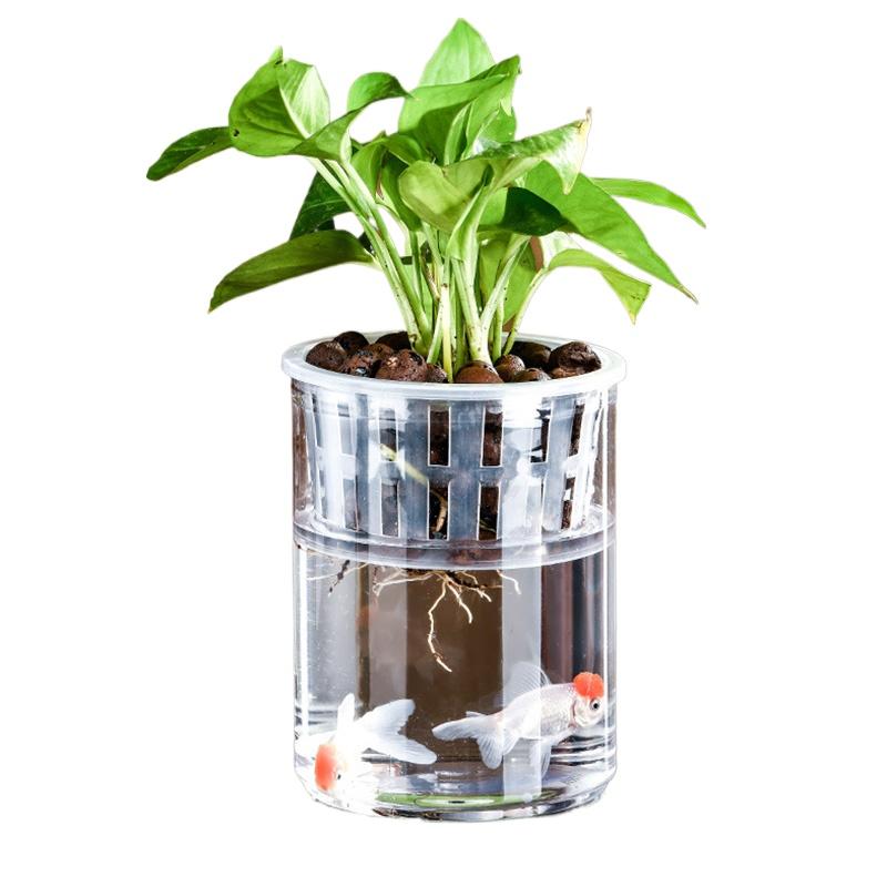 1PC Vase Home Decoration Planter Pot Fish Tank Plastic Mini Hydroponic Flower Pot Self Watering Hydroponic Vase Transparent