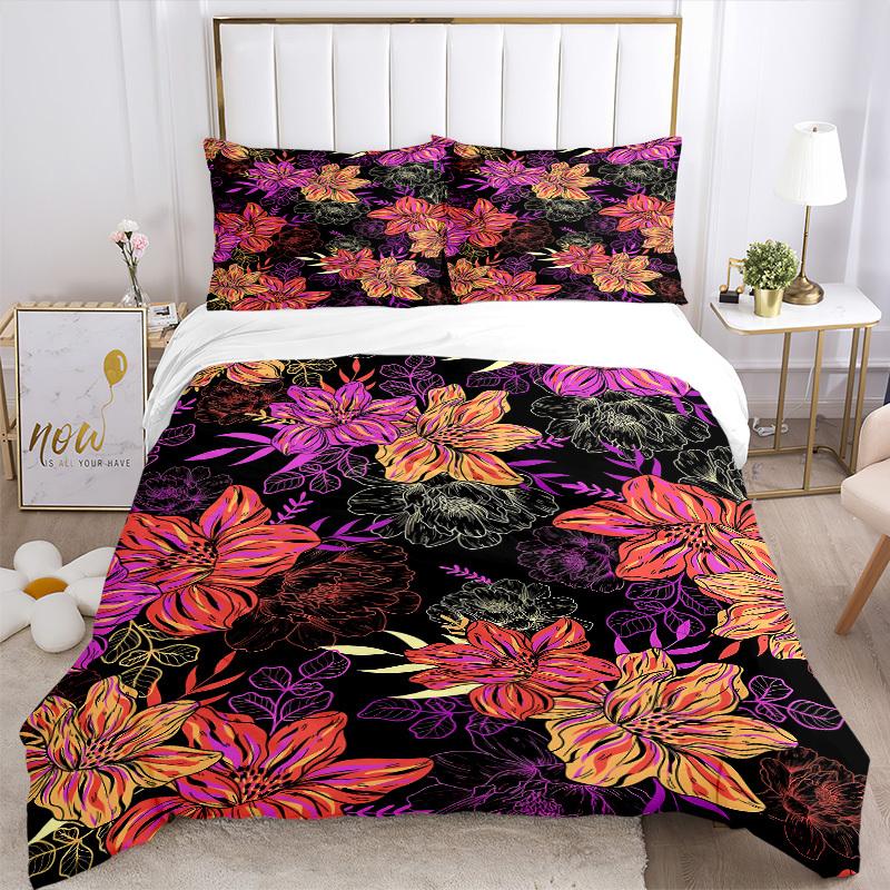 3pcs Floral Pattern Bedding Set, Breathable and Soft, Suitable for All Seasons, Ideal for Home Use, Suitable for Bedroom Decor 21157