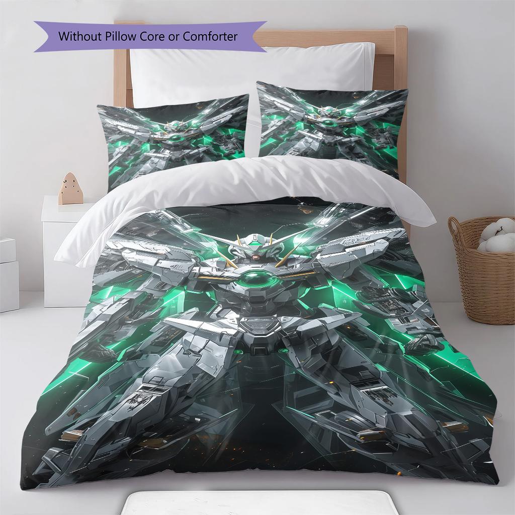 Gundam Mecha Battle Style Bedding Set Anime Duvet Cover Polyester Soft Bed Linen Twin Queen King -QJY