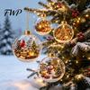 Christmas Theme Hanging Charms Tree Crystal Ball Pendant with LED Light, Built-in Christmas-themed Durable Acrylic Holiday Pendants Pattern