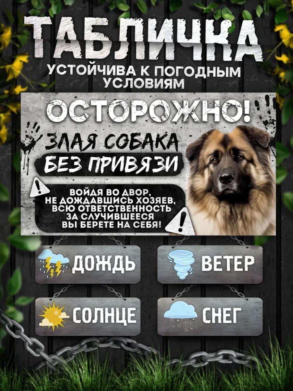 

Надпись на заборе, ОПАСНО СОБАКА, Осторожно! Во дворе находится собака без поводка, немецкий ягдтерьер, 20х30см