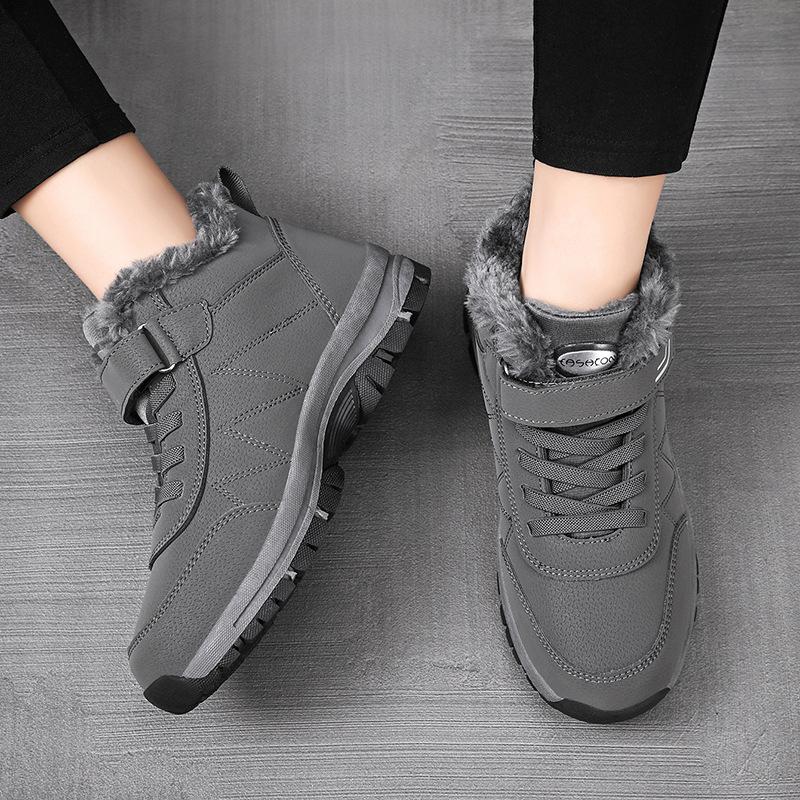 Winter Leather Velvet Warm Cotton Shoes Casual Outdoor Snow Boots Cotton Shoes