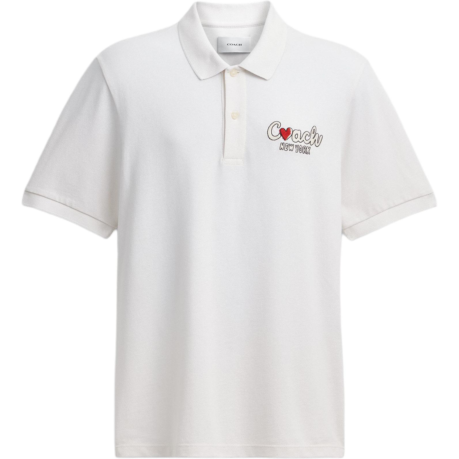 

Coach Qixi Festival Limited Edition Heart Pattern Cotton Short Sleeve Polo Shirt Men Polo Shirts CBE92-WHT S
