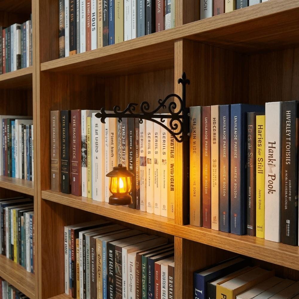 Metal Bookshelf Lantern Light Warm Yellow Bookshelf Ghost Light Library Reading Lamp Reading
