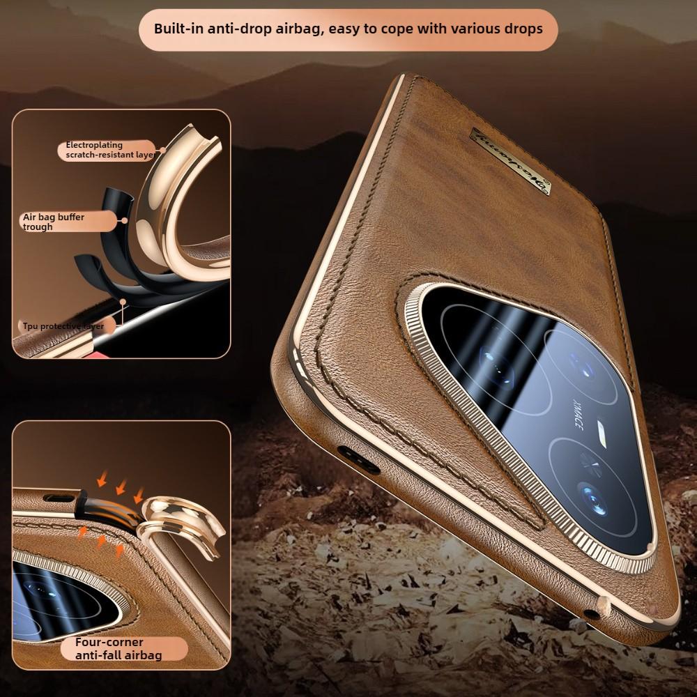 Retro Oil Wax Leather Case for Huawei Pura 80 Ultra Pura70 Pro Plus Magnetic Charging Fine Hole Lens Electroplating Phone Cover