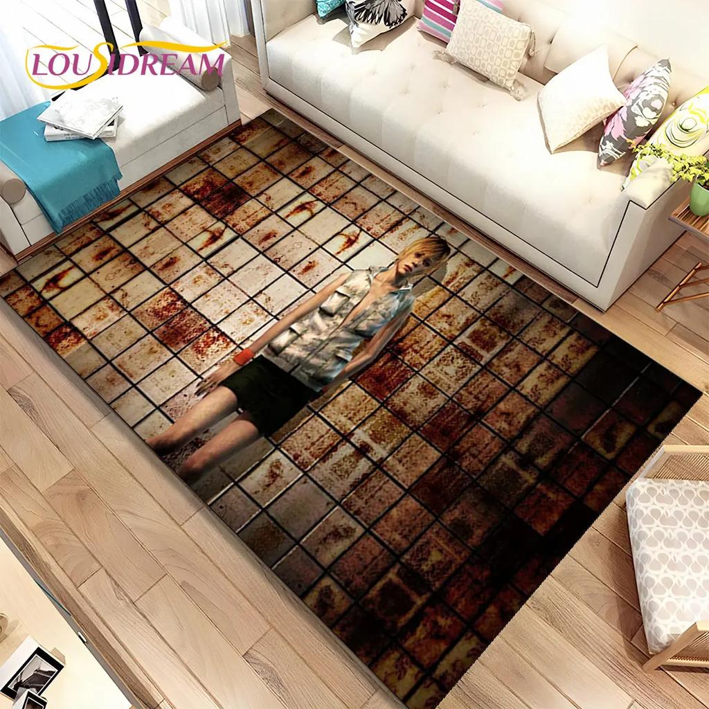 Teppich mit Horrorfilmspielen von Silent Hill, Teppich für Wohnzimmer, Schlafzimmer, Sofa, Fußmatte, Dekoration, rutschfeste Bodenmatte für Kinder