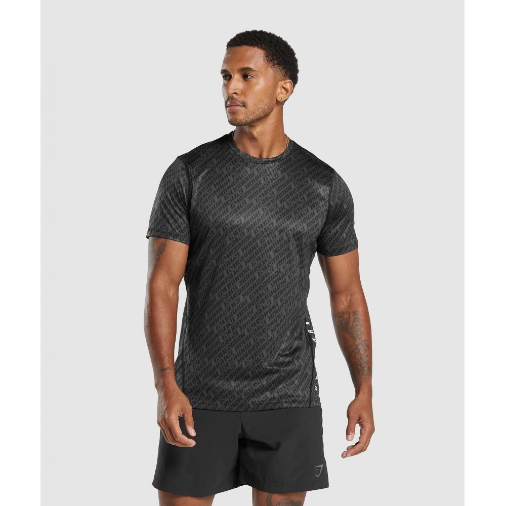 

Футболка с принтом GYMSHARK Sport Asphalt Grey A2A9E GCDC