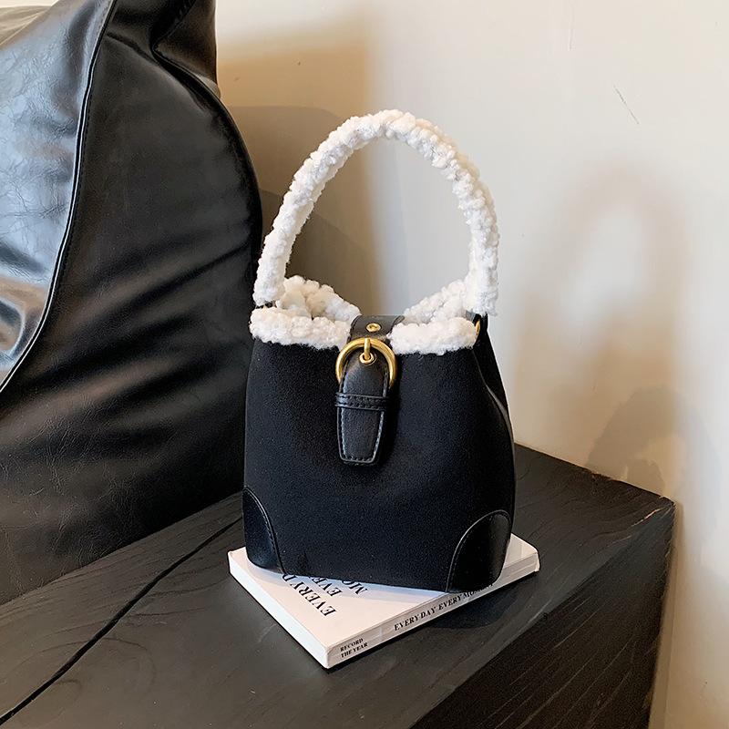 

Женская сумка на плечо, сумка-ведро, сумочка для поездок на работу, универсальная, модная, милая чёрный