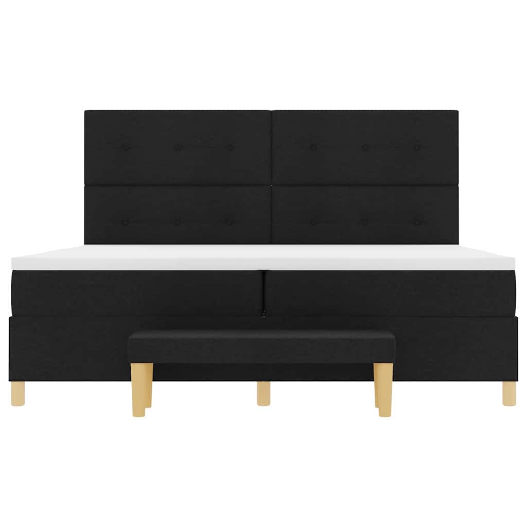 Boxspring Bed with Headboard Black 200 x 200 cm Fabric