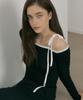 REORG Re-Side Colored Point Long Sleeve Top Black