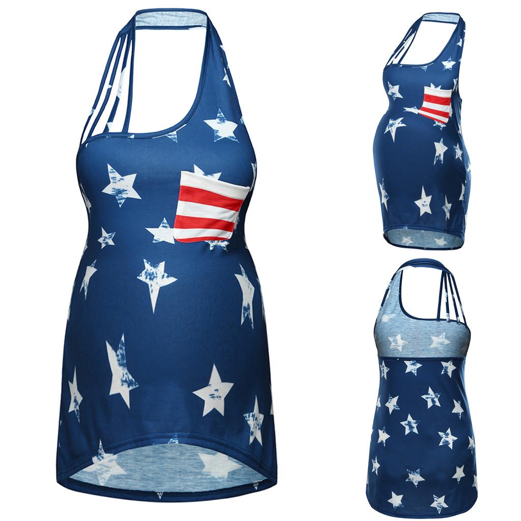 Fainosmny Summer Dresses for Women Maternity Sleeveless Cute Letter Foot Print Vest Tank Pregnancy Tops