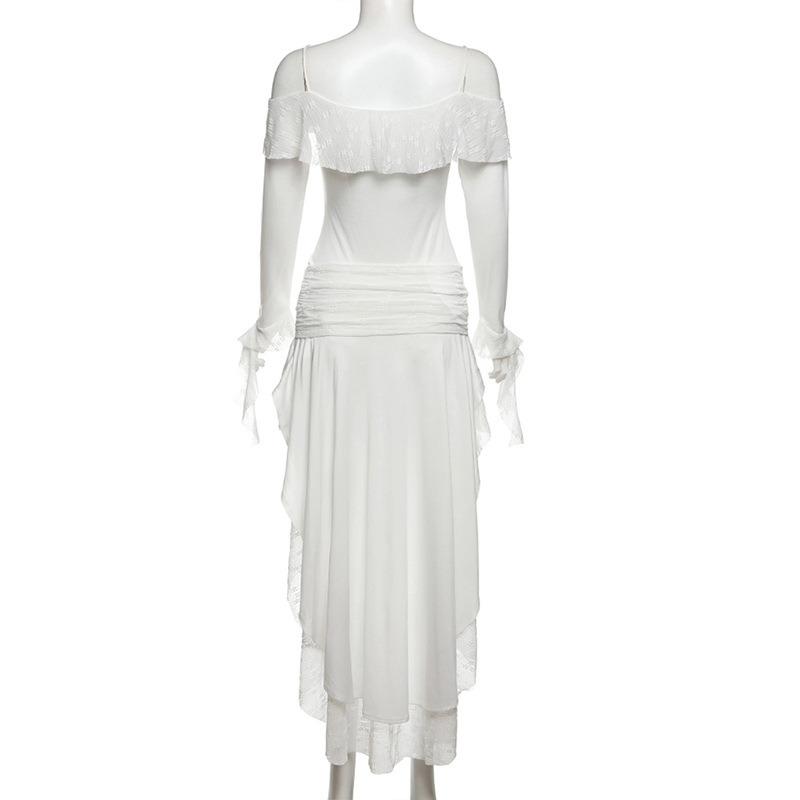 Women's Spice Girls Pure Personality Street Fashion Waist Irregular Long Sleeve Dress