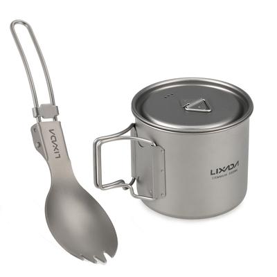 Lixada Cookware Set Ultralight Titanium Cup with Folding Dinner