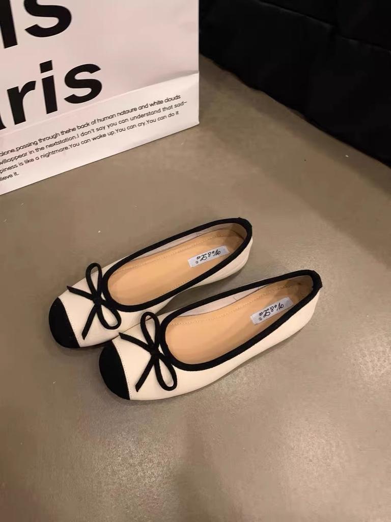 Evening wind gentle butterfly ladyshoes ballet flats French retro soft sole silver single shoes spring and summer small fragrant wind women's shoes