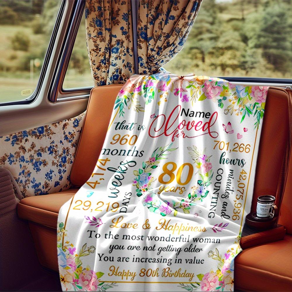 Happy 80Th Birthday To You Blanket Personalized Name Soft Comfortable Stylish Blanket Car Blanket Perfect For Travel Camping Outdoor Home Suitable For
