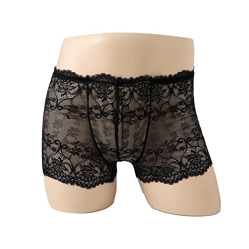 Herren Stretch-Slips, hohle Spitze Vier-Ecken Sex-Unterwäsche, Herren Sex-Unterwäsche