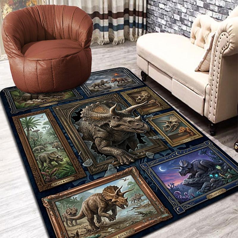 Triceratops Evolution Pattern Rug Floor Mat for Living Room or Bedroom Soft and Comfortable Carpet a Gift for Birthday and Holiday.